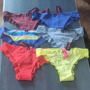 6 La Senza Colorful Lace Trim "Cheeky" And "Mini Cheeky" Panties